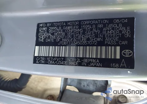 2005 Toyota Echo from USA, damaged, VIN JTDBT123450357072